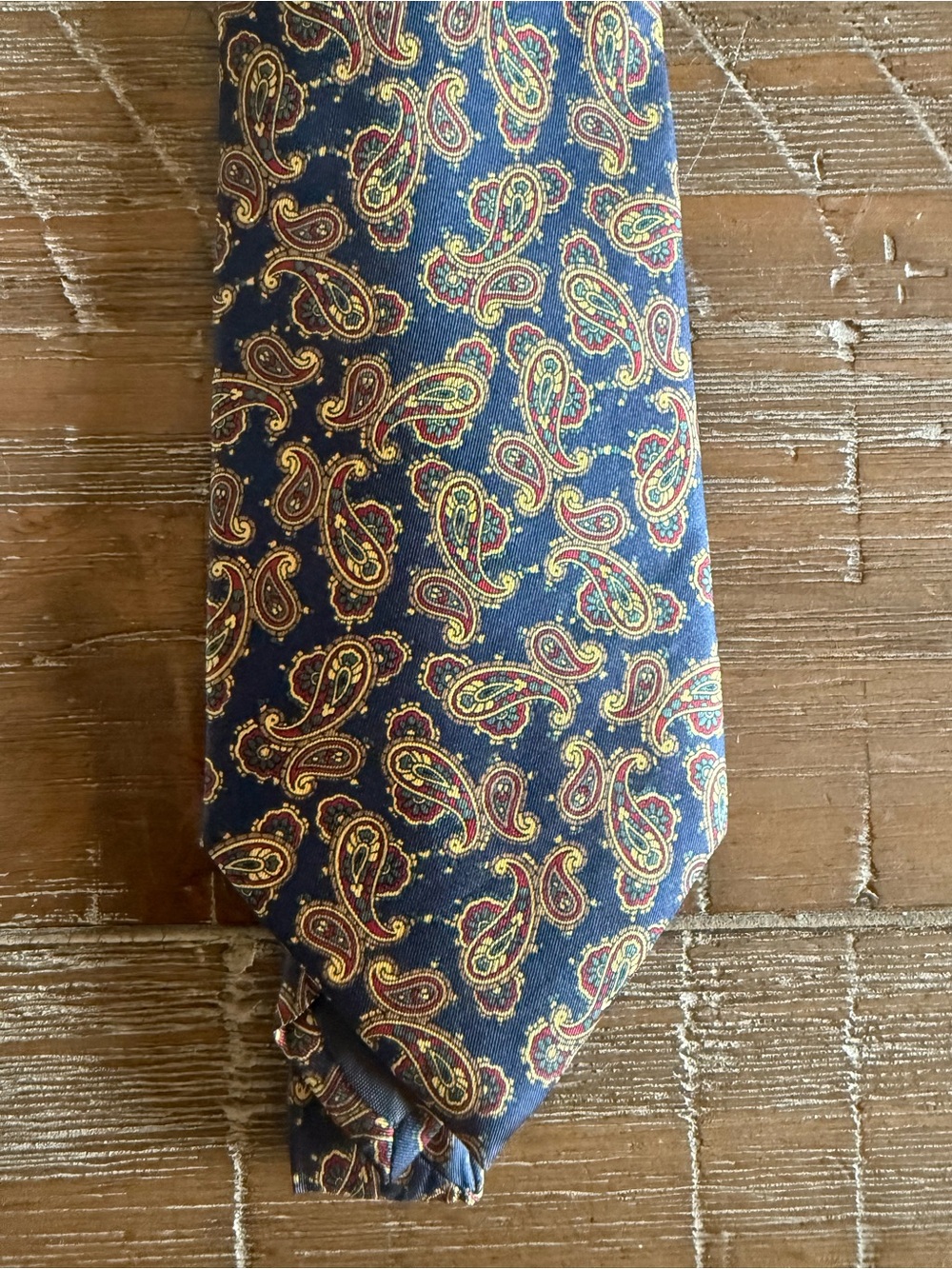Vintage Raffaello Roma Silk Tie Italy Navy Paisley Print